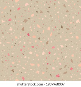 Terrazzo seamless pattern. Earthy classic flooring texture. Classic background made of natural stones, granite, quartz, marble, and concrete. Likable seamless terrazzo.