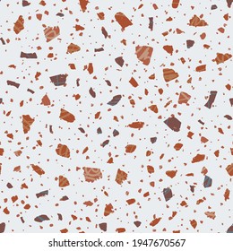 Patrón ininterrumpido de Terrazzo. Tejido de suelo clásico de tierra. Fondo clásico de piedra natural, granito, cuarzo, mármol y hormigón. Terrazzo exótico sin costura.