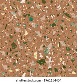 Terrazzo seamless pattern. Earthy classic flooring texture. Classic background made of natural stones, granite, quartz, marble, and concrete. Fetching seamless terrazzo.