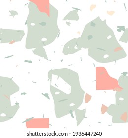 Terrazzo seamless pattern. Earthy  minimalistic floor tile for interior decoration.  Terrazzo  seamless pattern in cool colors.  Background made of natural stones, granite, quartz, marble, concrete. 