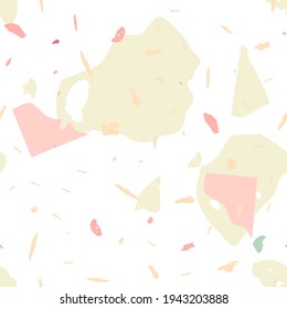 Terrazzo seamless pattern. Earthy  minimalistic floor tile for interior decoration.  Background made of natural stones, granite, quartz, marble, concrete.  Terrazzo  seamless pattern in cool colors. 