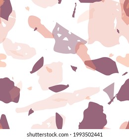 Terrazzo seamless pattern. Earthy  minimalistic floor tile for interior decoration.  Terrazzo  seamless pattern in cool colors.  Background made of natural stones, granite, quartz, marble, concrete. 