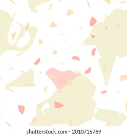 Terrazzo seamless pattern. Earthy  minimalistic floor tile for interior decoration.  Background made of natural stones, granite, quartz, marble, concrete.  Terrazzo  seamless pattern in cool colors. 