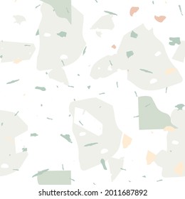 Terrazzo seamless pattern. Earthy  minimalistic floor tile for interior decoration.  Terrazzo  seamless pattern in cool colors.  Background made of natural stones, granite, quartz, marble, concrete. 