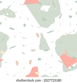 Terrazzo seamless pattern. Earthy  minimalistic floor tile for interior decoration.  Background made of natural stones, granite, quartz, marble, concrete.  Terrazzo  seamless pattern in cool colors. 