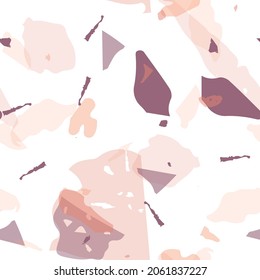 Terrazzo seamless pattern. Earthy  minimalistic floor tile for interior decoration.  Terrazzo  seamless pattern in cool colors.  Background made of natural stones, granite, quartz, marble, concrete. 