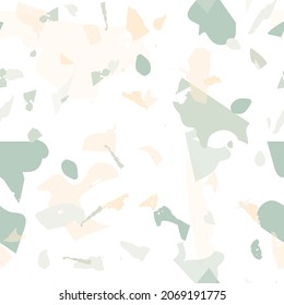 Terrazzo seamless pattern. Earthy  minimalistic floor tile for interior decoration.  Terrazzo  seamless pattern in cool colors.  Background made of natural stones, granite, quartz, marble, concrete. 