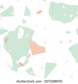 Terrazzo seamless pattern. Earthy  minimalistic floor tile for interior decoration.  Background made of natural stones, granite, quartz, marble, concrete.  Terrazzo  seamless pattern in cool colors. 