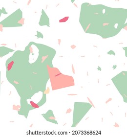 Terrazzo seamless pattern. Earthy  minimalistic floor tile for interior decoration.  Background made of natural stones, granite, quartz, marble, concrete.  Terrazzo  seamless pattern in cool colors. 