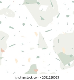 Patrón ininterrumpido de Terrazzo. Baldosas superficiales minimalistas para la decoración interior.  El terrazo es un patrón impecable en colores fríos.  Fondo de piedra natural, granito, cuarzo, mármol, hormigón. 