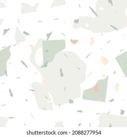 Patrón ininterrumpido de Terrazzo. Baldosas superficiales minimalistas para la decoración interior.  El terrazo es un patrón impecable en colores fríos.  Fondo de piedra natural, granito, cuarzo, mármol, hormigón. 