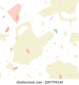 Terrazzo seamless pattern. Earthy  minimalistic floor tile for interior decoration.  Background made of natural stones, granite, quartz, marble, concrete.  Terrazzo  seamless pattern in cool colors. 