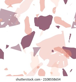 Terrazzo seamless pattern. Earthy  minimalistic floor tile for interior decoration.  Background made of natural stones, granite, quartz, marble, concrete.  Terrazzo  seamless pattern in cool colors. 