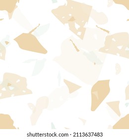 Terrazzo seamless pattern. Earthy  minimalistic floor tile for interior decoration.  Background made of natural stones, granite, quartz, marble, concrete.  Terrazzo  seamless pattern in cool colors. 