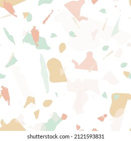 Terrazzo seamless pattern. Earthy  minimalistic floor tile for interior decoration.  Background made of natural stones, granite, quartz, marble, concrete.  Terrazzo  seamless pattern in cool colors. 