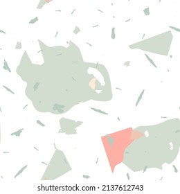 Terrazzo seamless pattern. Earthy  minimalistic floor tile for interior decoration.  Terrazzo  seamless pattern in cool colors.  Background made of natural stones, granite, quartz, marble, concrete. 