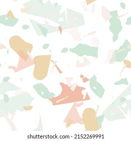 Terrazzo seamless pattern. Earthy  minimalistic floor tile for interior decoration.  Background made of natural stones, granite, quartz, marble, concrete.  Terrazzo  seamless pattern in cool colors. 