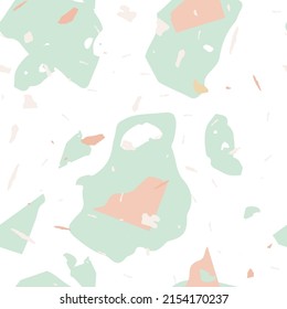 Terrazzo seamless pattern. Earthy  minimalistic floor tile for interior decoration.  Terrazzo  seamless pattern in cool colors.  Background made of natural stones, granite, quartz, marble, concrete. 