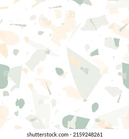 Terrazzo seamless pattern. Earthy  minimalistic floor tile for interior decoration.  Background made of natural stones, granite, quartz, marble, concrete.  Terrazzo  seamless pattern in cool colors. 