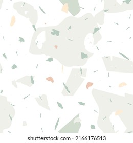 Terrazzo seamless pattern. Earthy  minimalistic floor tile for interior decoration.  Terrazzo  seamless pattern in cool colors.  Background made of natural stones, granite, quartz, marble, concrete. 