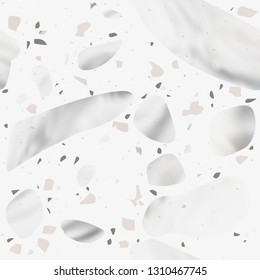 Patrón sin soldadura de Terrazzo. Suelo Textura de Mármol de fondo abstracto compuesta de fragmentos de granito, piedra, cuarzo y hormigón. Ilustración del vector