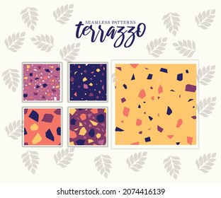 Terrazzo Patrón sin soldadura, patrón de suelo de terrazo, fondo sin costura, textura de terrazo, arte vectorial, patrón moderno de color, patrones de embalaje