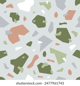 Terrazzo seamless pattern flooring texture, fabric motif vector illustration