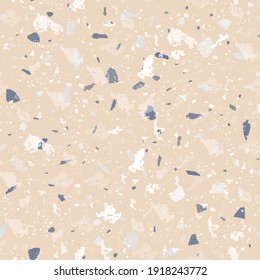 Patrón ininterrumpido de Terrazzo. Suelo clásico suave. Fondo clásico de piedra natural, granito, cuarzo, mármol y hormigón. Delicado terrazo sin costura.