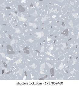 Terrazzo seamless pattern. Gentle classic flooring texture. Classy background made of natural stones, granite, quartz, marble, and concrete. Alluring seamless terrazzo.