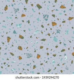 Terrazzo nahtloses Muster. Angenehme klassische Bodenstruktur. Klassischer Hintergrund aus Natursteinen, Granit, Quarz, Marmor und Beton. Schön nahtloses Terrazzo.
