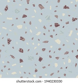 Terrazzo seamless pattern. Gentle classic flooring texture. Classy background made of natural stones, granite, quartz, marble, and concrete. Artistic seamless terrazzo.