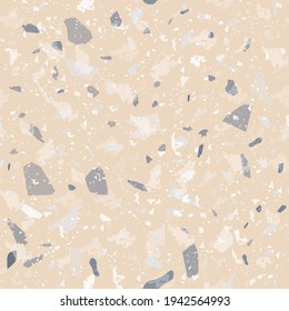 Terrazzo seamless pattern. Gentle classic flooring texture. Classy background made of natural stones, granite, quartz, marble, and concrete. Divine seamless terrazzo.