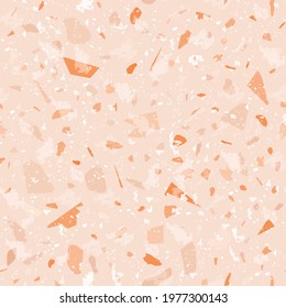 Terrazzo seamless pattern. Gentle classic flooring texture. Classy background made of natural stones, granite, quartz, marble, and concrete. Fine seamless terrazzo.