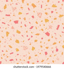 Terrazzo seamless pattern. Gentle classic flooring texture. Classy background made of natural stones, granite, quartz, marble, and concrete. Fancy seamless terrazzo.