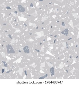 Terrazzo seamless pattern. Gentle classic flooring texture. Classic background made of natural stones, granite, quartz, marble, and concrete. Unequaled seamless terrazzo.
