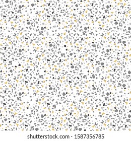 Terrazzo seamless pattern with golden particles.
