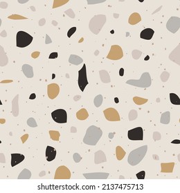 Patrón ininterrumpido de Terrazzo. Textura de piedra granítica. Fondo abstracto para el diseño interior, papel pintado, gaviota, papel envolvente. Ilustración vectorial vintage.