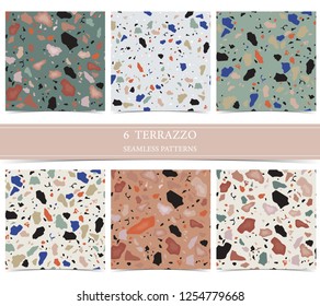 Terrazzo seamless pattern with green,orange,blue color