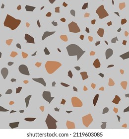 Terrazzo seamless pattern grey colors background. Vector illustration