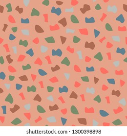 Terrazzo seamless pattern. Pattern ideal for wrapping paper, wallpaper, terrazzo flooring. The vector illustration is made in fashionable colors of 2019. EPS10