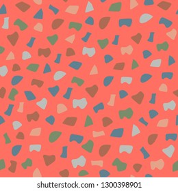 Terrazzo seamless pattern. Pattern ideal for wrapping paper, wallpaper, terrazzo flooring. The vector illustration is made in fashionable colors of 2019. EPS10