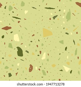 Terrazzo seamless pattern. Khaki classic flooring texture. Breathtaking background made of natural stones, granite, quartz, marble, and concrete. Optimal seamless terrazzo.