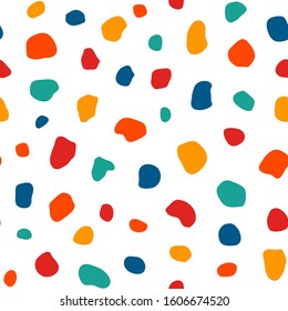 Terrazzo seamless pattern. Marble flooring background. Stylized natural stone, granite, stained glass texture. Repeating spots, shapes. Modern trendy abstract print. Colorful vector mosaic wallpaper