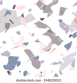 Terrazzo seamless pattern. Modern classic flooring texture. Background made of natural stones, granite, quartz, marble, concrete.  Terrazzo  seamless pattern in cool colors. 