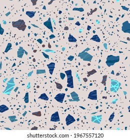 Terrazzo seamless pattern. Modern classic flooring texture. Classy background made of natural stones, granite, quartz, marble, and concrete. Incredible seamless terrazzo.