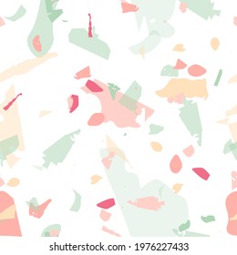 Terrazzo seamless pattern. Modern classic flooring texture. Terrazzo  seamless pattern in cool colors.  Background made of natural stones, granite, quartz, marble, concrete. 