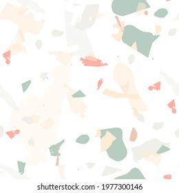 Terrazzo seamless pattern. Modern classic flooring texture. Terrazzo  seamless pattern in cool colors.  Background made of natural stones, granite, quartz, marble, concrete. 