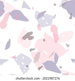 Terrazzo seamless pattern. Modern classic flooring texture. Terrazzo  seamless pattern in cool colors.  Background made of natural stones, granite, quartz, marble, concrete. 