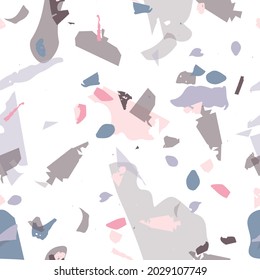 Terrazzo seamless pattern. Modern classic flooring texture. Background made of natural stones, granite, quartz, marble, concrete.  Terrazzo  seamless pattern in cool colors. 