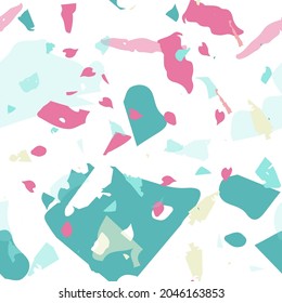 Terrazzo seamless pattern. Modern classic flooring texture. Terrazzo  seamless pattern in cool colors.  Background made of natural stones, granite, quartz, marble, concrete. 